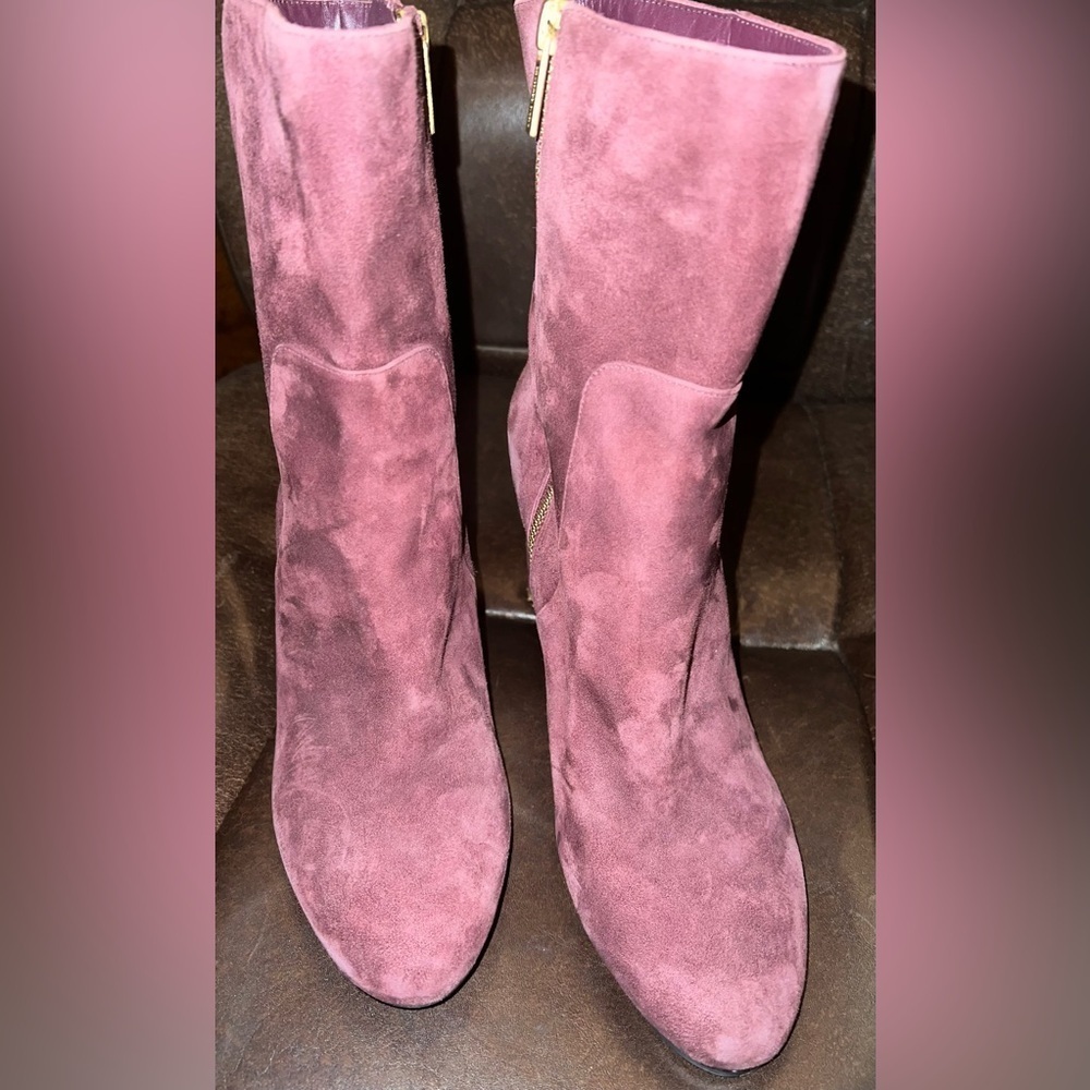 Michael Kors Burgundy Suede Booties Size 10 - Picture 7 of 7